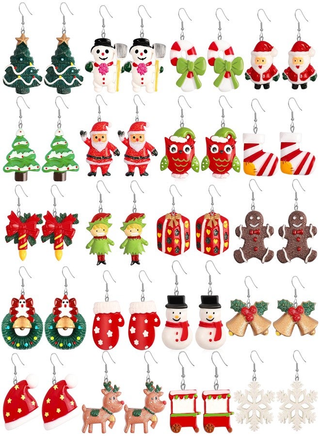 LUYI 20 Pairs Women's Xmas Holiday Earrings - Christmas Tree, Snowflake, Snowman, Bow, Bells - Bulk Party Jewelry Gifts - Image 1